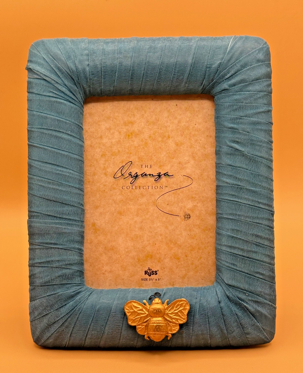 🐝 Russ Berrie Organza Collection Blue Teal Bee Photo Frame 3.5x5 Hand Painted
